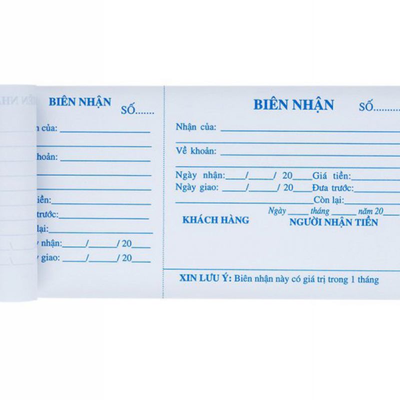 BIÊN NHẬN 1 LIÊN TRẮNG